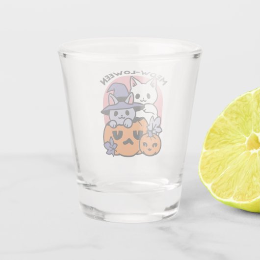 Meow-Loween - Schattige Halloween Cat Design Shot Glas (Achterkant)