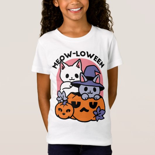 Meow-Loween - Schattige Halloween Cat Design T-shirt (Voorkant)