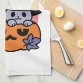 Meow-Loween - Schattige Halloween Cat Design Theedoek (Quarter Fold)