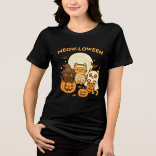 Meow-loween - Schattige Halloween Kattenkostuum On Tri-Blend Shirt