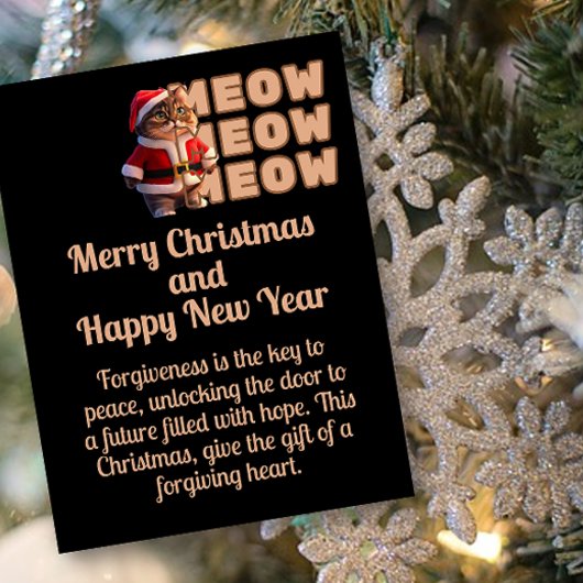 Meow Meow Meow Père Noël Cat Carte postale de Noël