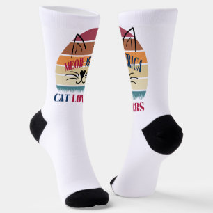 Meow-Merica Cat Lovers Patriottische Sokken – Retr