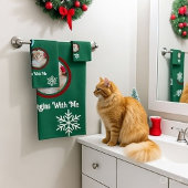 Meow Merry Christmas Photo Customize Bath Towel Se