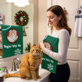 Meow Merry Christmas Photo Customize Bath Towel Se