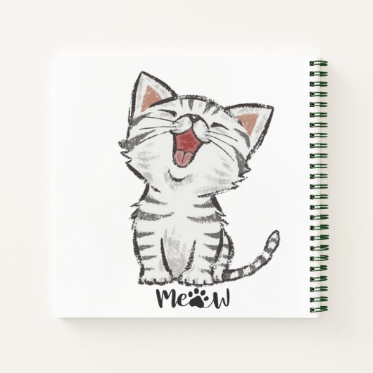 Meow mignon Gris Chat Kitten Carnet souriant (Dos)