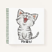 Meow mignon Gris Chat Kitten Carnet souriant (Devant)