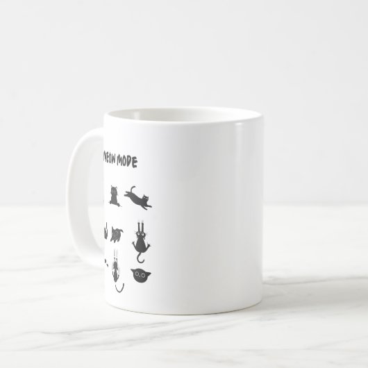 "Meow Mode" Drôle Chat Mug (Devant gauche)