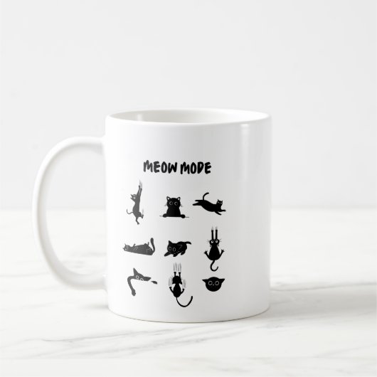 "Meow Mode" Drôle Chat Mug (Gauche)