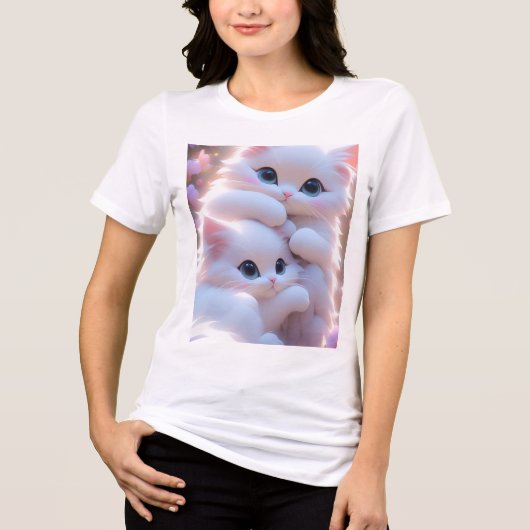 "Meow Mood Activated _ Aesthetic Kitty Design Tee" Tri-Blend Shirt (Voorkant)