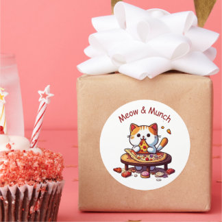 Meow & Munch Cute Pizza Cat Sticker