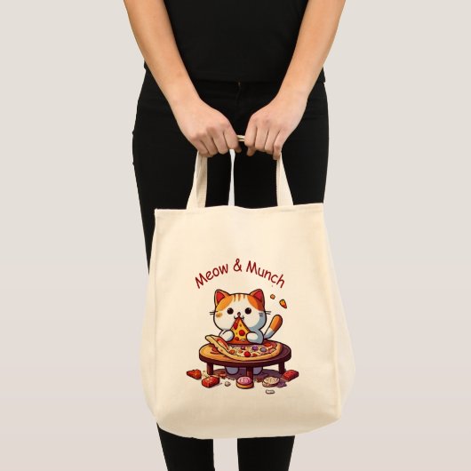 Meow & Munch Pizza Cat Tote Bag (Devant (produit))