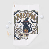 Meow Of Behandeling Kat Halloween Griezeld Kat Vin Golfhanddoek (Insitu)