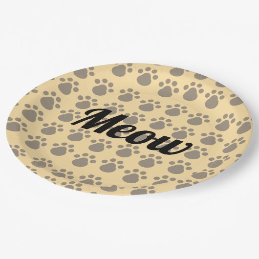 Meow, Paw Prints Papieren Bordje (Gekanteld)