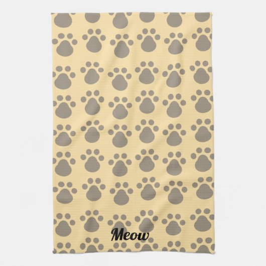 Meow, Paw Prints Theedoek (Verticaal)
