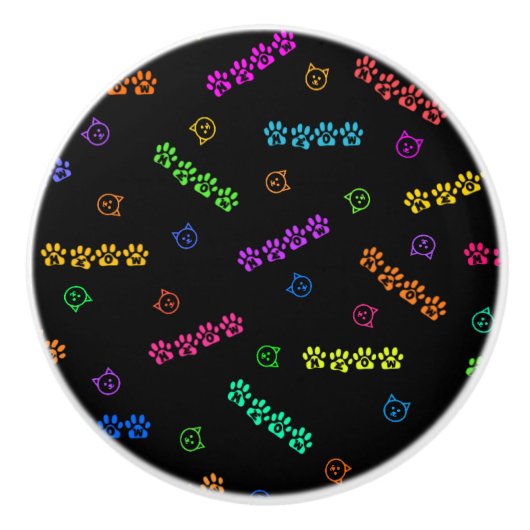 Meow Pawprinters Keramische Knop (Voorkant)