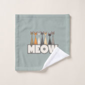 Meow Peeking Cats Funny Sage Green Cat Lover Print (Gant de toilette)