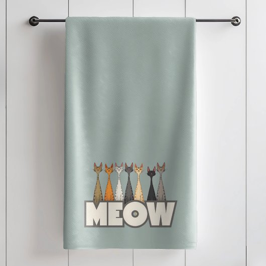 Meow Peeking Cats Funny Sage Green Cat Lover Print
