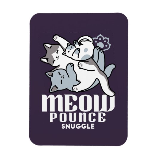 Meow Pounce Snuggle – Schattigee slapende katten Magneet (Verticaal)