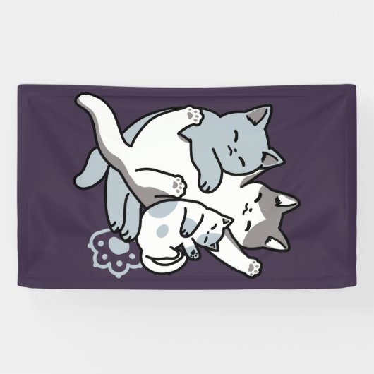 Meow Pounce Snuggle – Schattigee slapende katten Spandoek (Horizontaal)