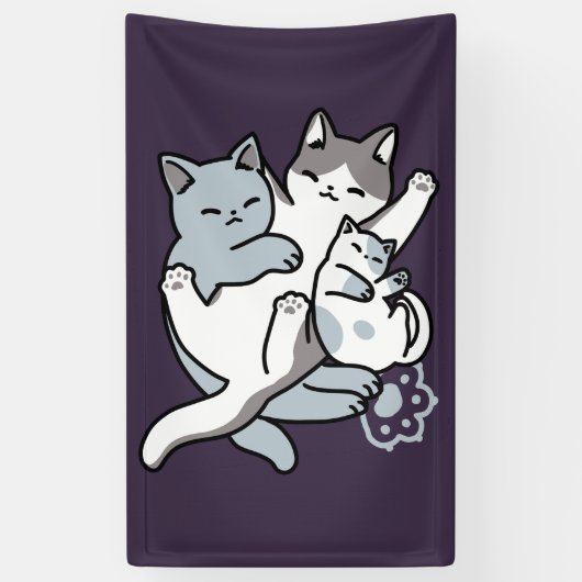 Meow Pounce Snuggle – Schattigee slapende katten Spandoek (Verticaal)