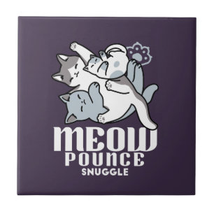 Meow Pounce Snuggle – Schattigee slapende katten Tegeltje