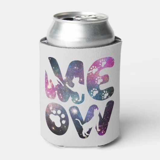 Meow – Schattigee Cat silhouetten en Paw Prints De Blikjeskoeler (Blikje Voorkant)