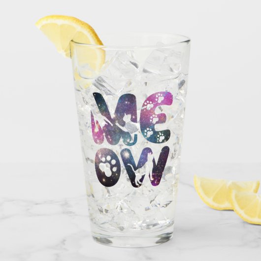 Meow – Schattigee Cat silhouetten en Paw Prints De Glas (Voorkant ijs)