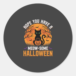 Meow-Some Halloween Zwarte Kat Ronde Sticker