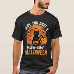 Meow-Some Halloween Zwarte Kat T-shirt