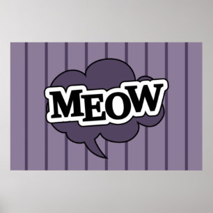 Meow speech bubble in paars poster