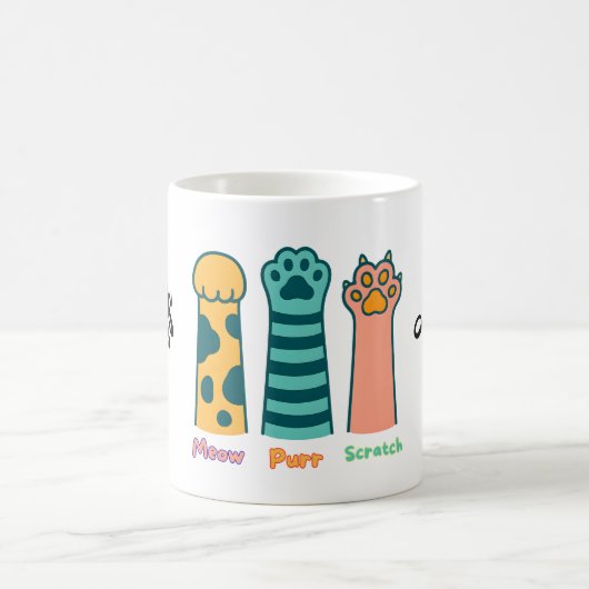 Meow Spint Scratch - Schattigee Funny Cat Paw Mok (Center)