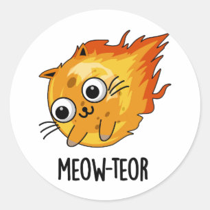 Meow-teor Funny Meteor Pun Ronde Sticker