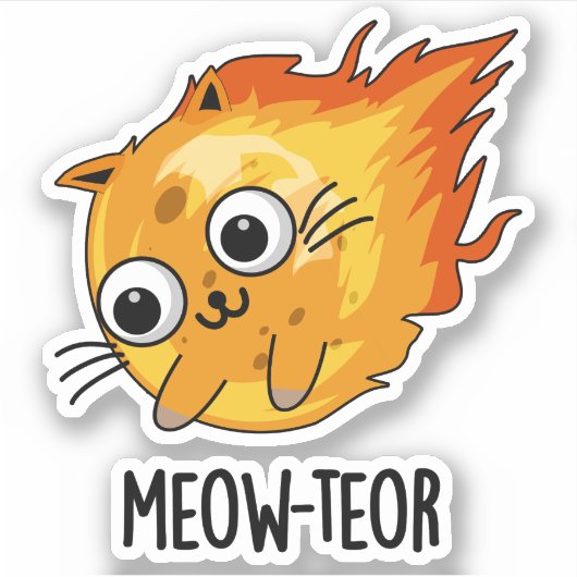 Meow-teor Funny Meteor Pun Sticker (Voorkant)