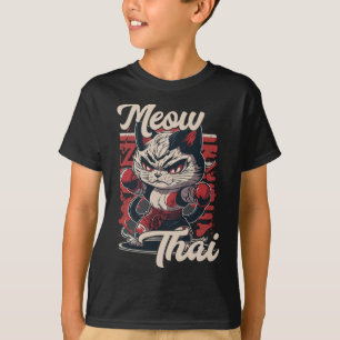 Meow Thaise vechter kat Muay Thai Boksen kat voor T-shirt