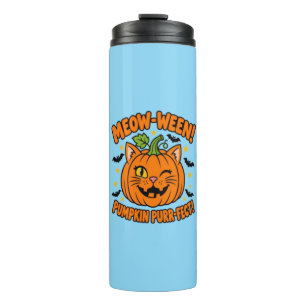Meow Ween Pompoen Purrfect Schattige Kat Halloween Thermosbeker