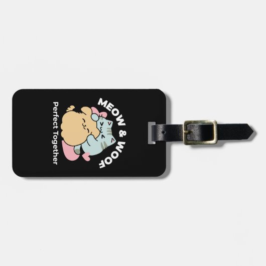 Meow & Woof Perfect Together - Schattigee kat en h Bagagelabel (Voorkant horizontaal)