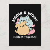 Meow & Woof Perfect Together - Schattigee kat en h Briefkaart (Voorkant)