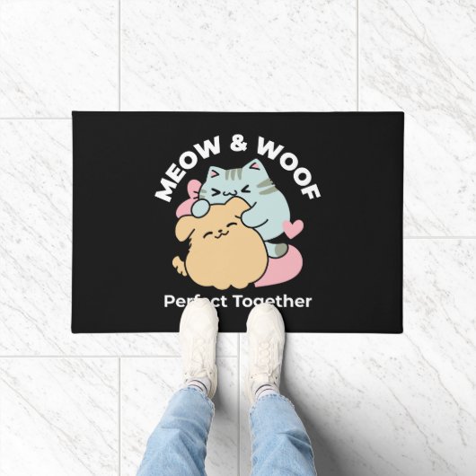Meow & Woof Perfect Together - Schattigee kat en h Deurmat (Binnen)