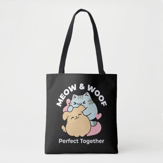 Meow & Woof Perfect Together - Schattigee kat en h Draagtas (Voorkant)