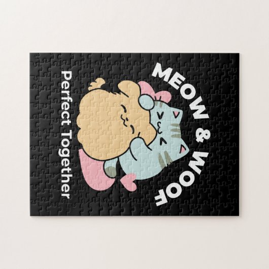 Meow & Woof Perfect Together - Schattigee kat en h Legpuzzel (Horizontaal)