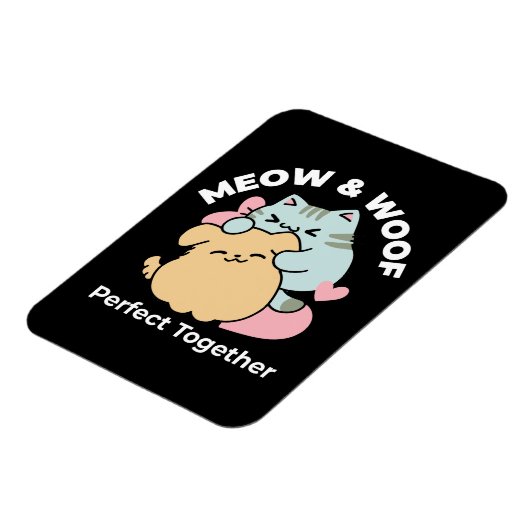 Meow & Woof Perfect Together - Schattigee kat en h Magneet (Linkerzijde)
