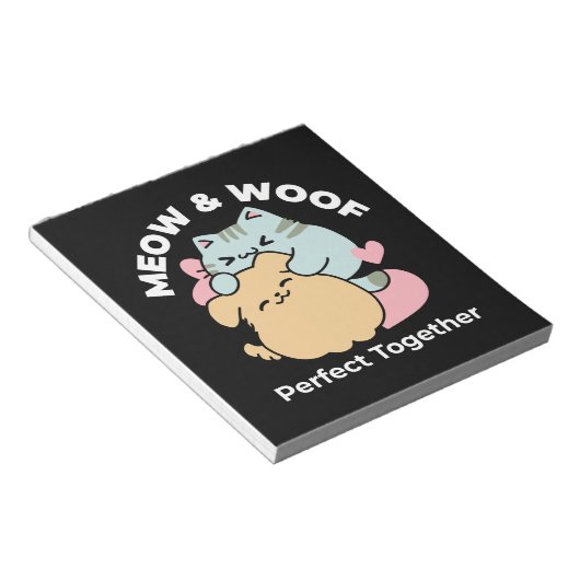 Meow & Woof Perfect Together - Schattigee kat en h Notitieblok (Schuin)