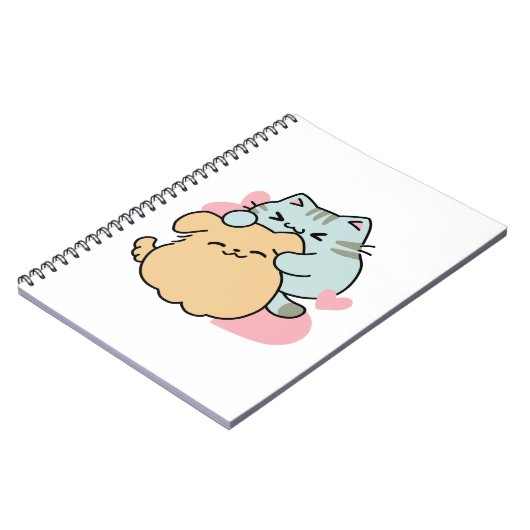 Meow & Woof Perfect Together - Schattigee kat en h Notitieboek (Linkerzijde)
