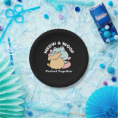Meow & Woof Perfect Together - Schattigee kat en h Papieren Bordje (Feest)