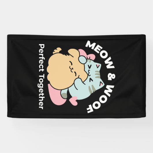 Meow & Woof Perfect Together - Schattigee kat en h Spandoek (Horizontaal)