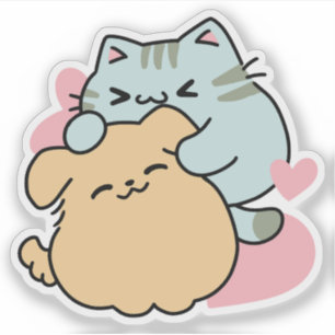 Meow & Woof Perfect Together - Schattigee kat en h Sticker