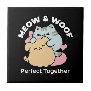 Meow & Woof Perfect Together - Schattigee kat en h Tegeltje