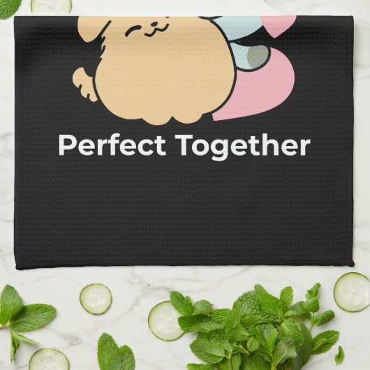 Meow & Woof Perfect Together - Schattigee kat en h Theedoek (Gevouwen)