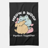 Meow & Woof Perfect Together - Schattigee kat en h Theedoek (Verticaal)