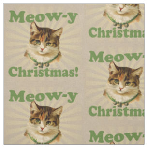 Meow-y kerst, Cute Funny Holiday Cat Animal Stof
